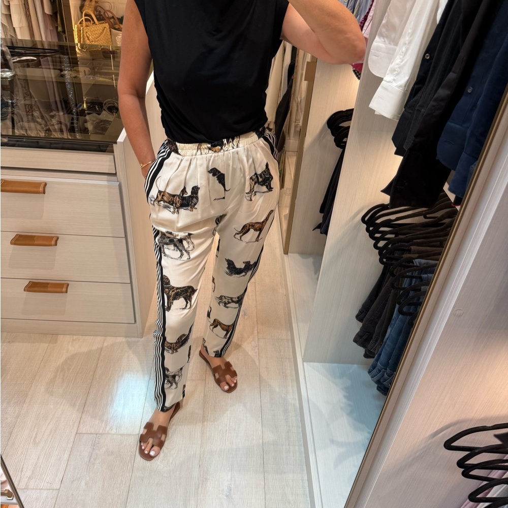 Stella McCartney Cream and Black Animal Print Pants